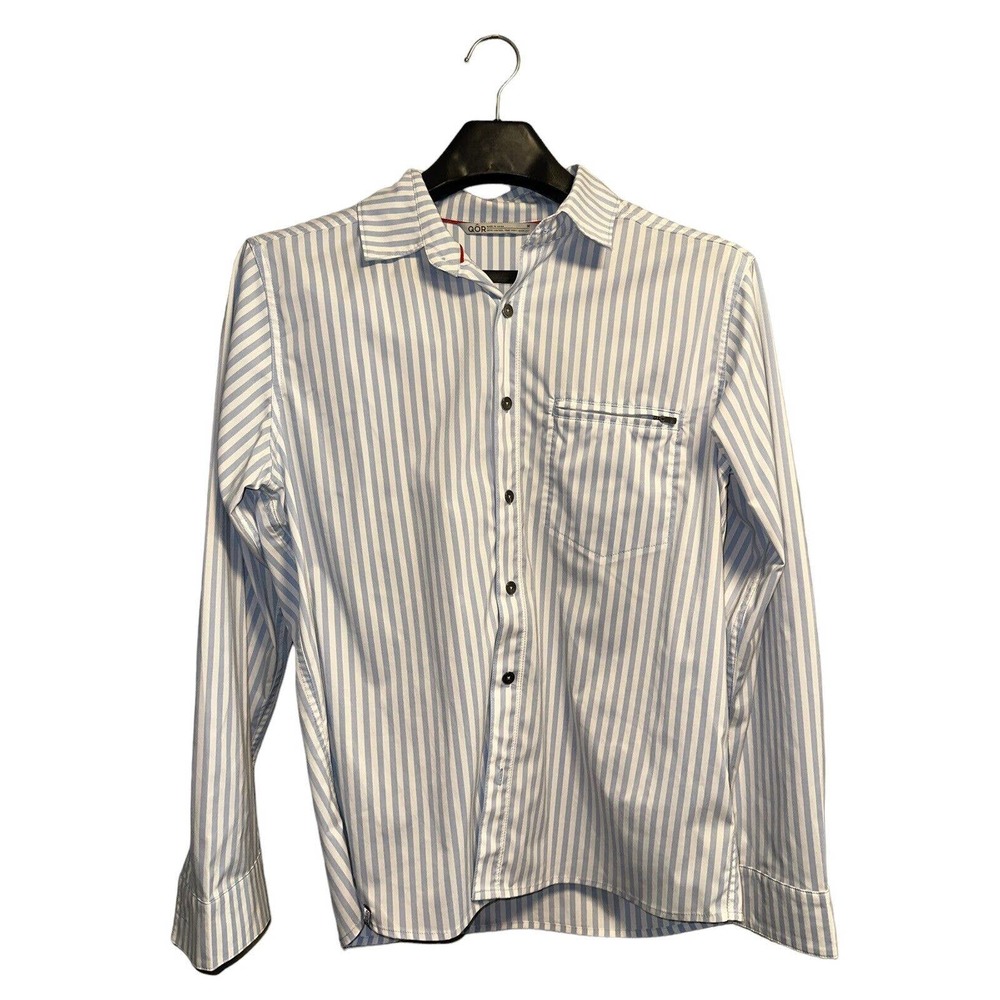 QOR Men's Size Medium Long Sleeve Striped Button Up Shirt